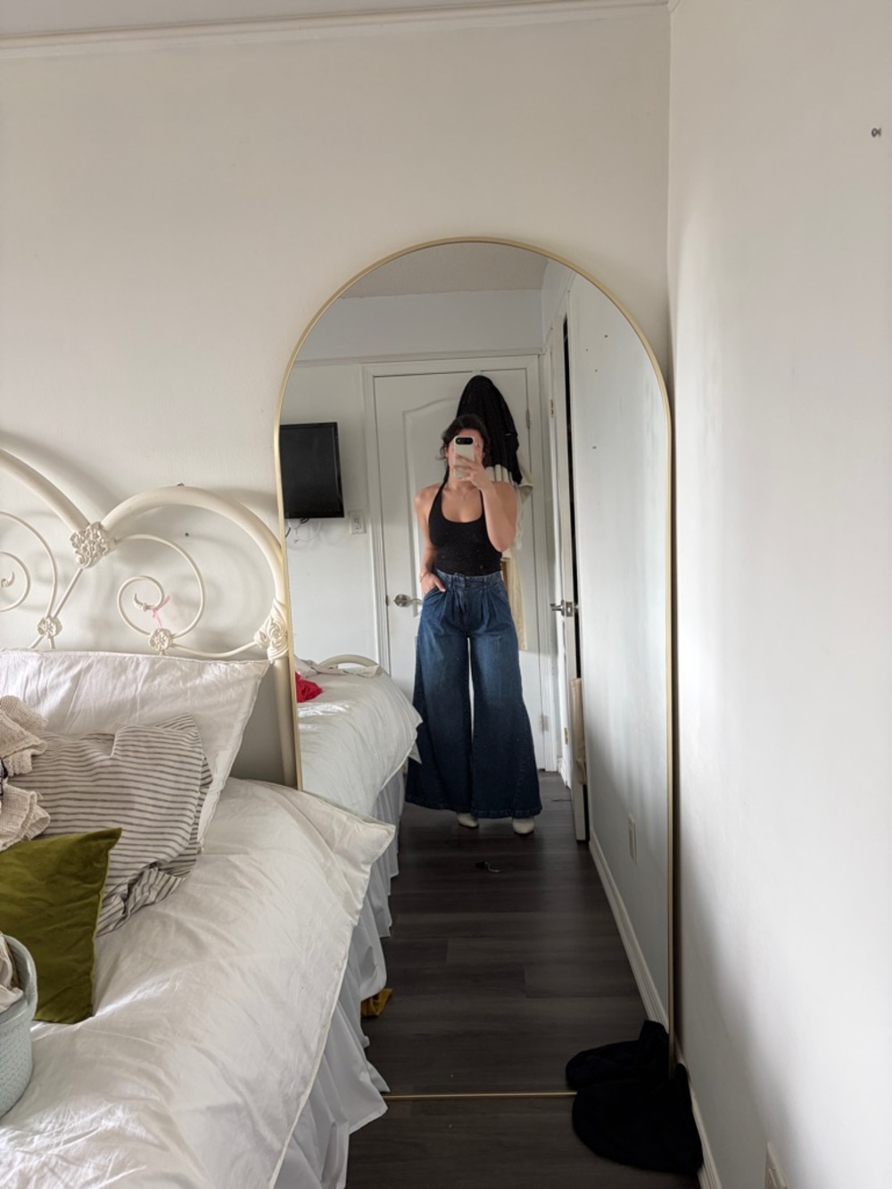 Free People Dark Blue High-Rise Wide Leg Jeans - Picture 2 of 3